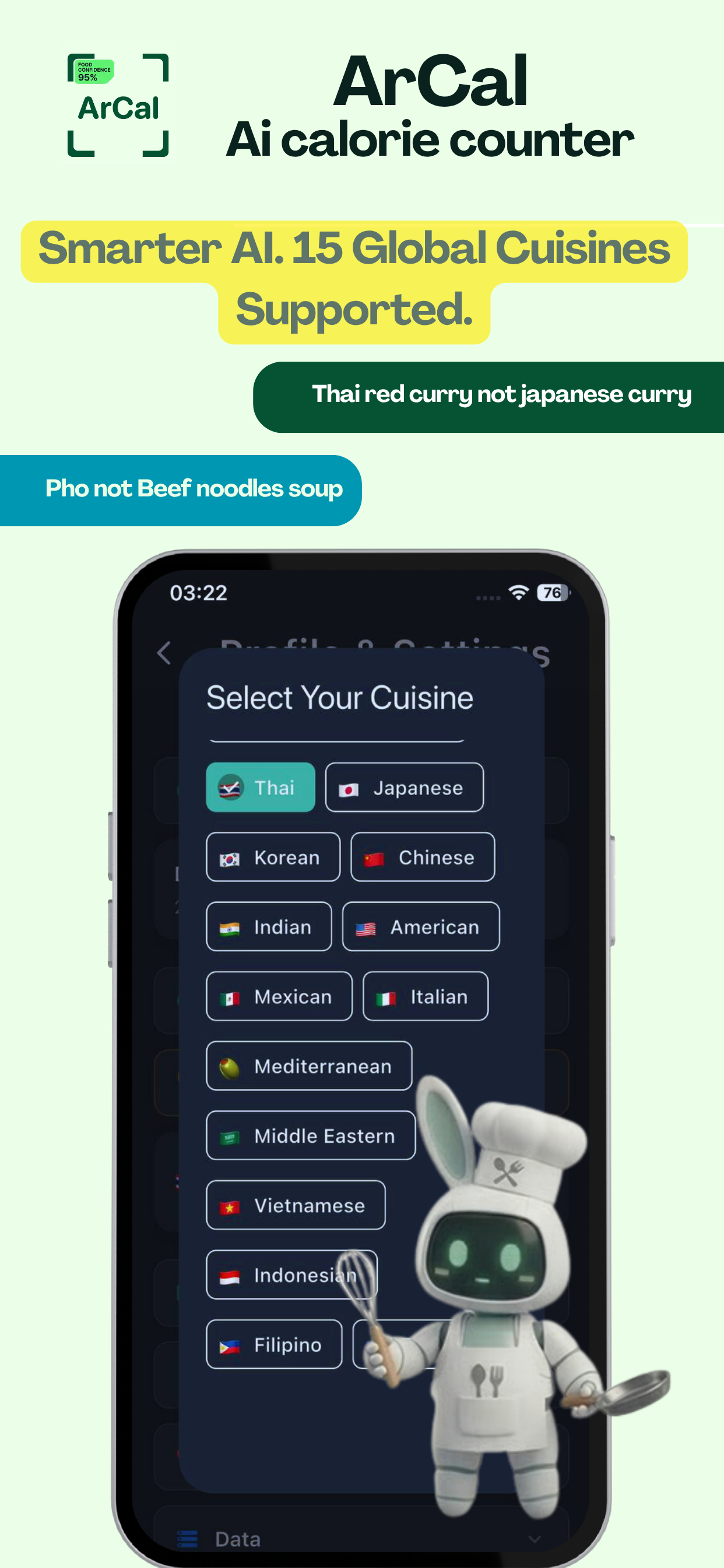 ArCal Cuisines — 15 global cuisine support